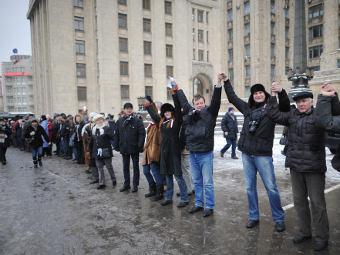 В Москве оппозиционерам удалось выстроить живую цепь вдоль Садового кольца